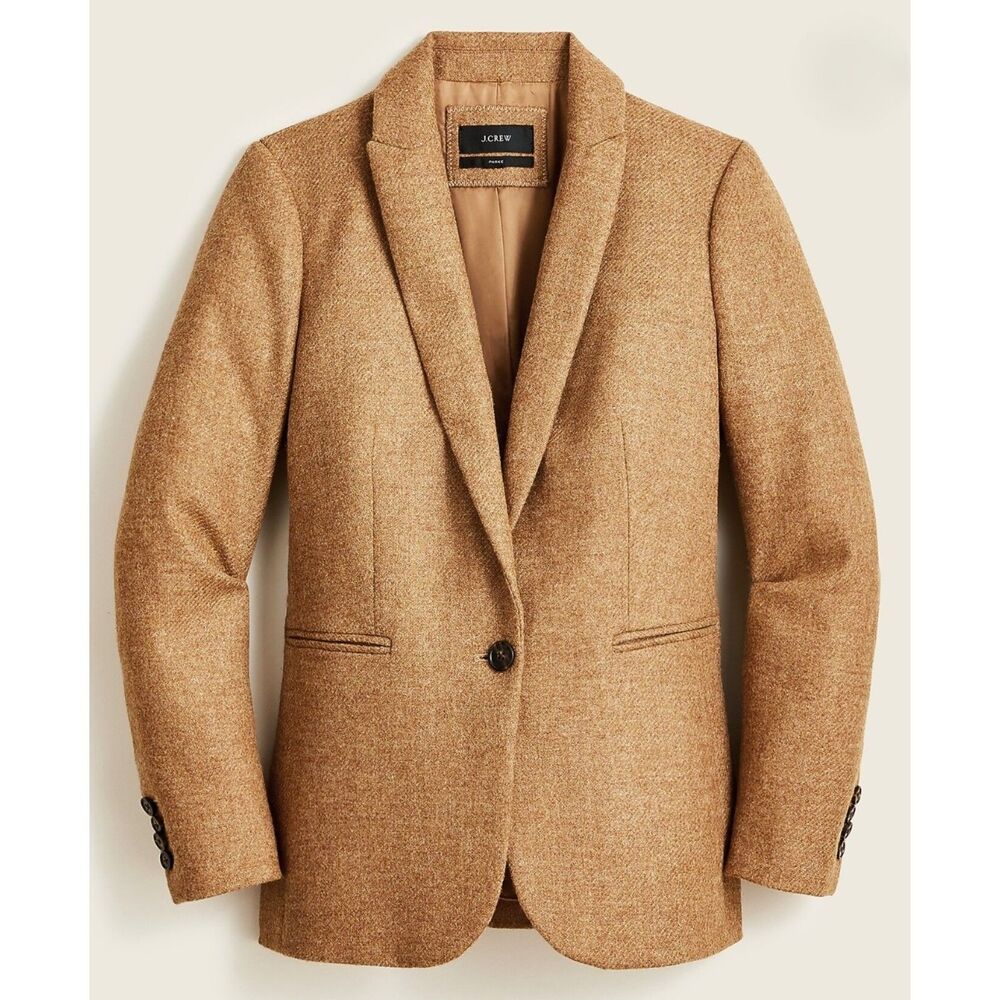 JCrew Parke Blazer English Shetland 100% Wool, Camel, Sz 10